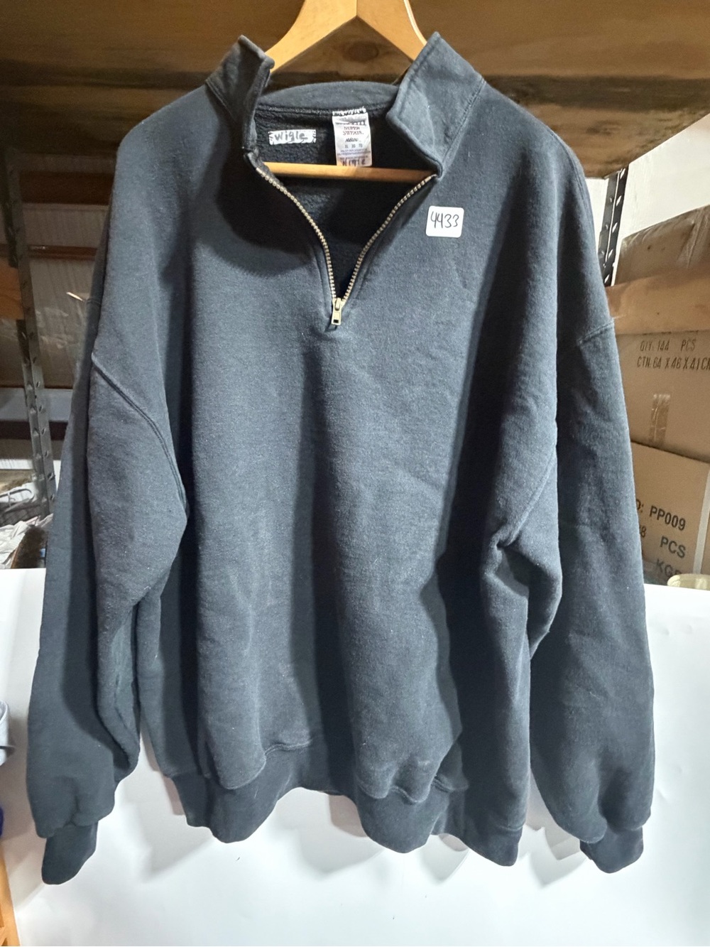 #4433-Jerzees Men's Zip-Up Pullover Sweater - Black